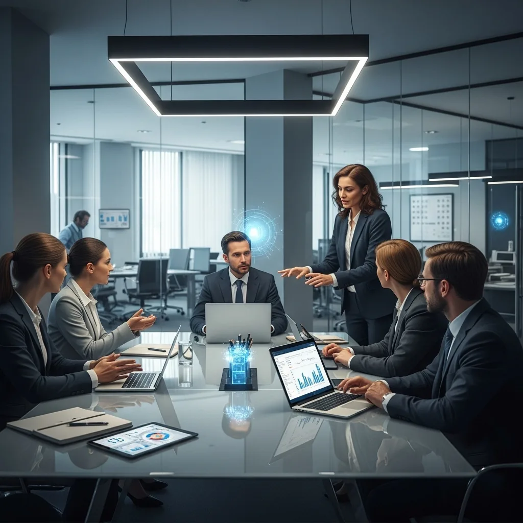 Reunión de empresa para analizar datos y planificar una estrategia de IA